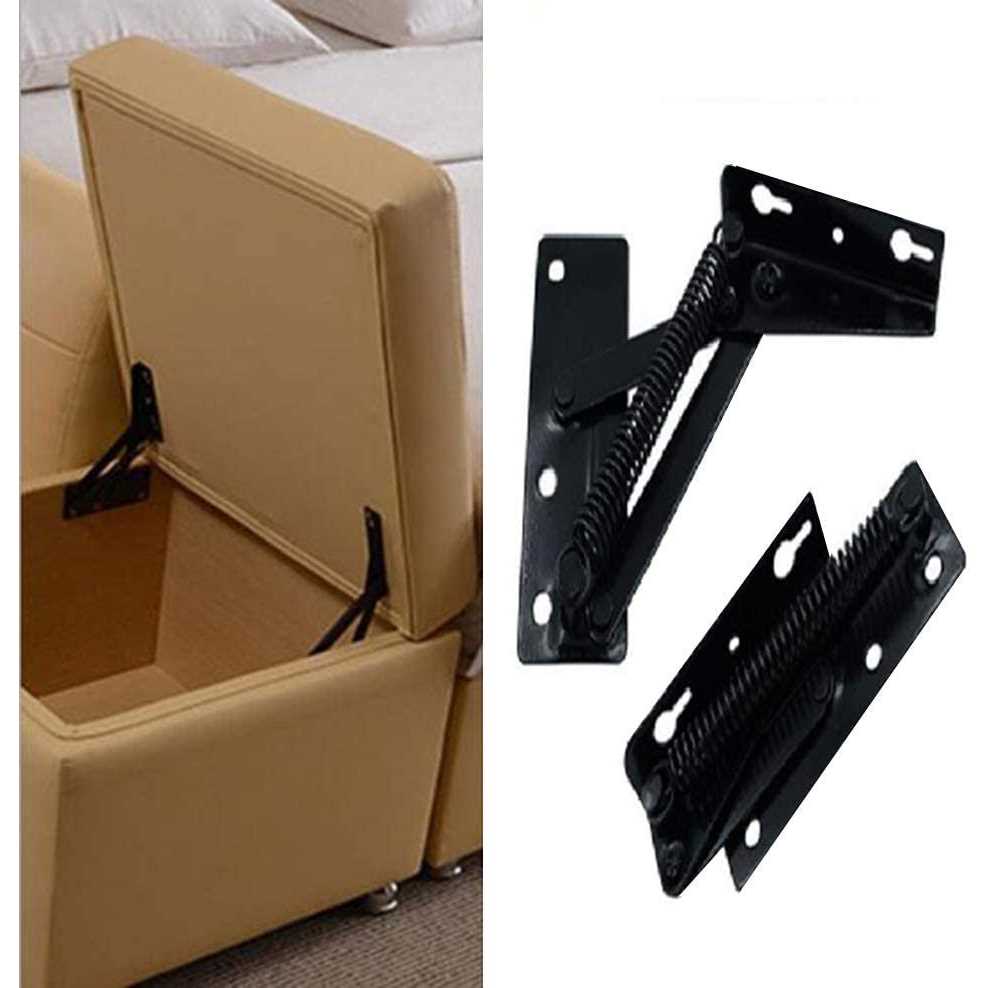 2 Pieces 80 Degree Foldable Lifting Bracket Black Spring Hinges are widely Used in Sofa Hinge Lifters - Cheap Fitting