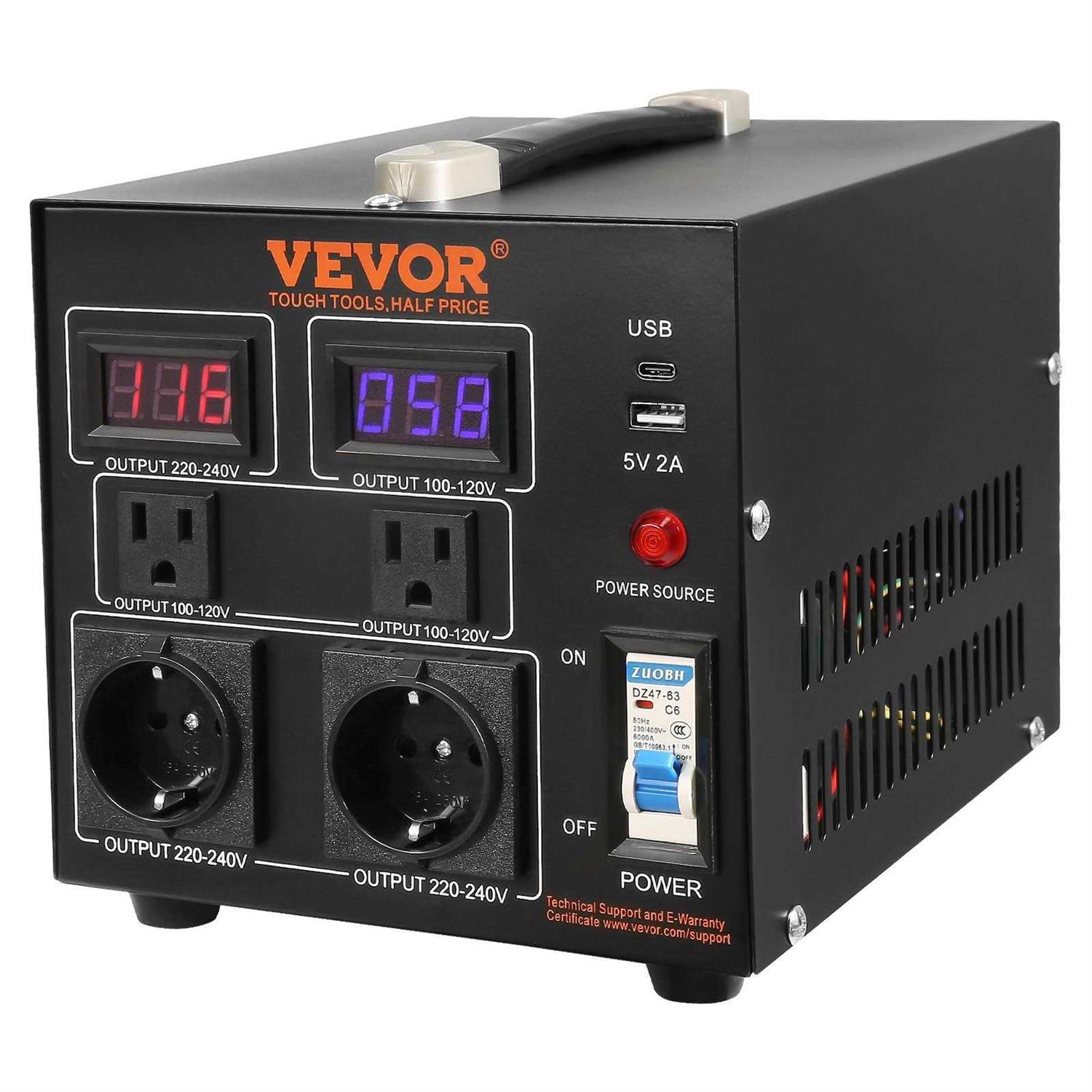 VEVOR Voltage Converter Transformer 1000W Heavy Duty Step Up/Down Transformer Convert from 110 Volt to 220 Volt and from 220 Volt to 110 Volt - Cheap Fitting