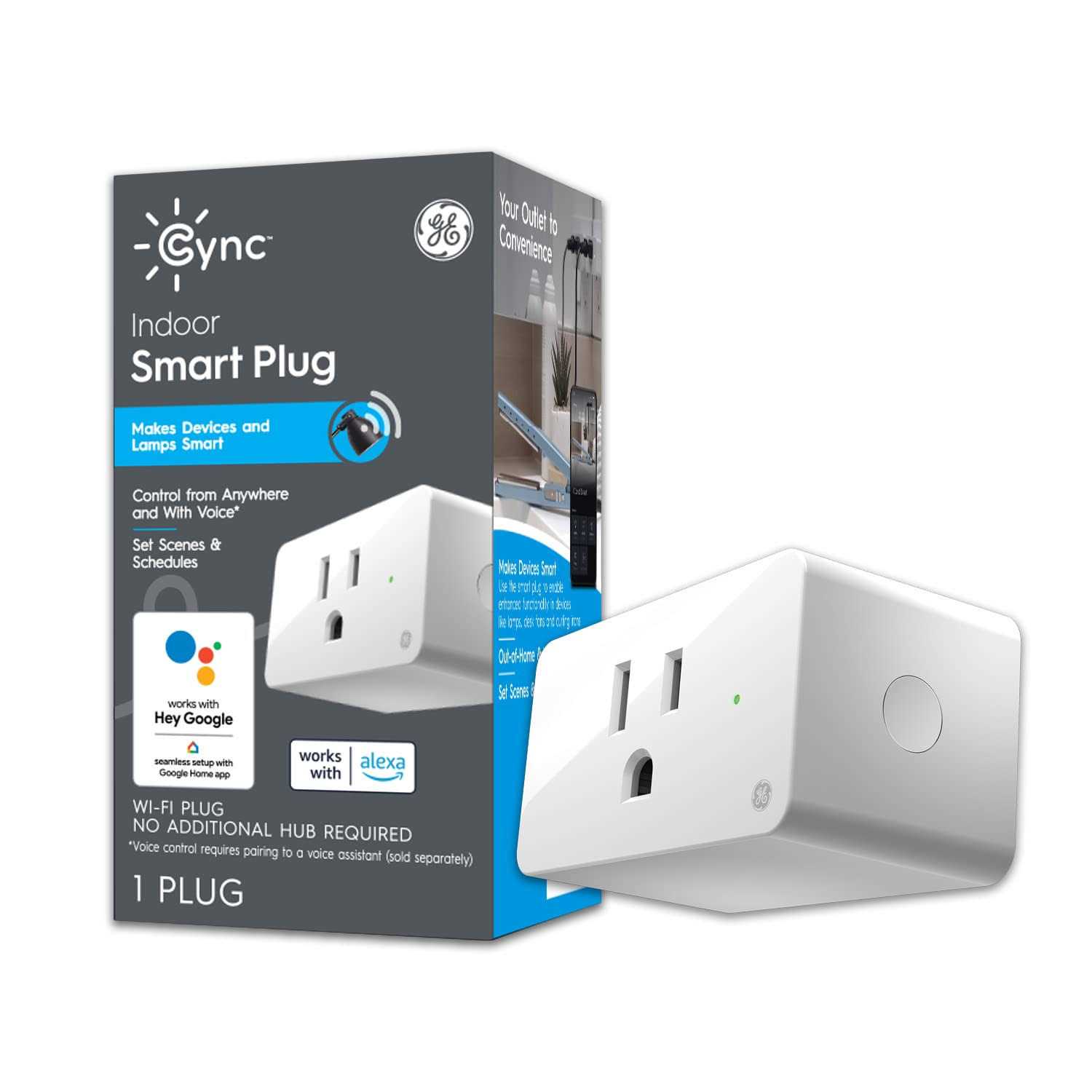Ge Cync Smart Plug, Indoor Bluetooth and Wi-Fi Outlet Socket, Works with Alexa and Google - Cheap Fitting