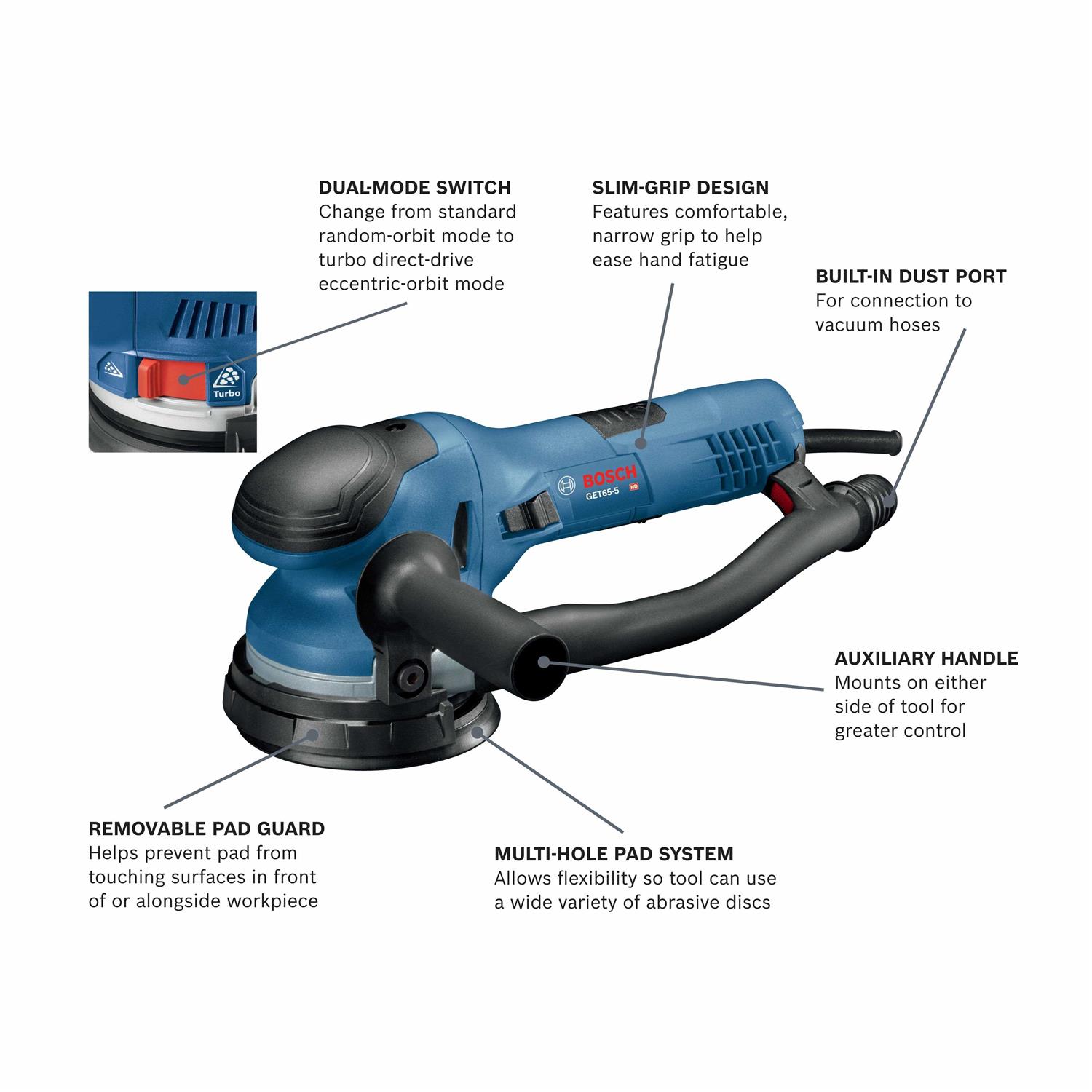Bosch GET65-5N 5 in. Dual-Mode Random Orbit Sander - Cheap Fitting