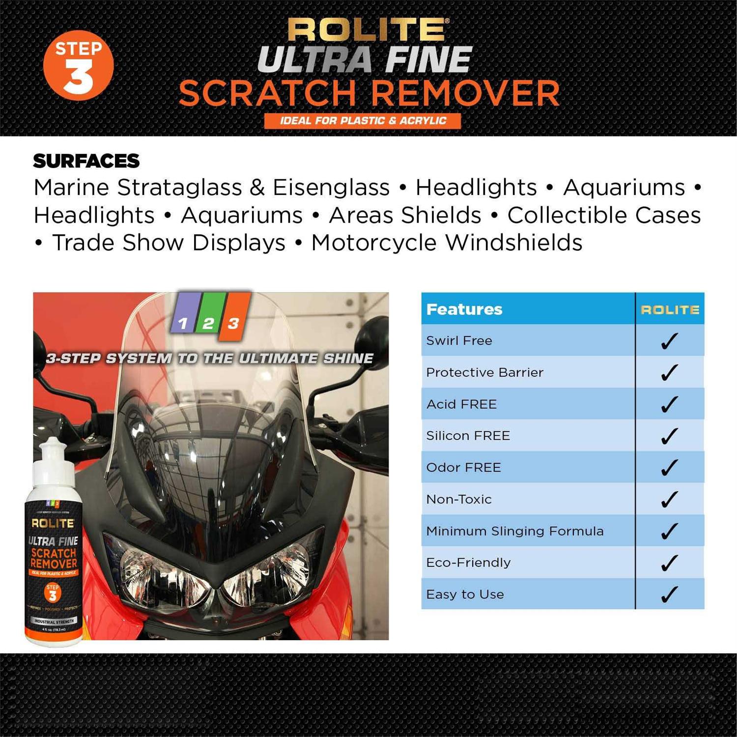 Rolite Ultra Fine Scratch Remover for Plastic & Acrylic Surfaces Including Marine Strataglass & Eisenglass - Cheap Fitting