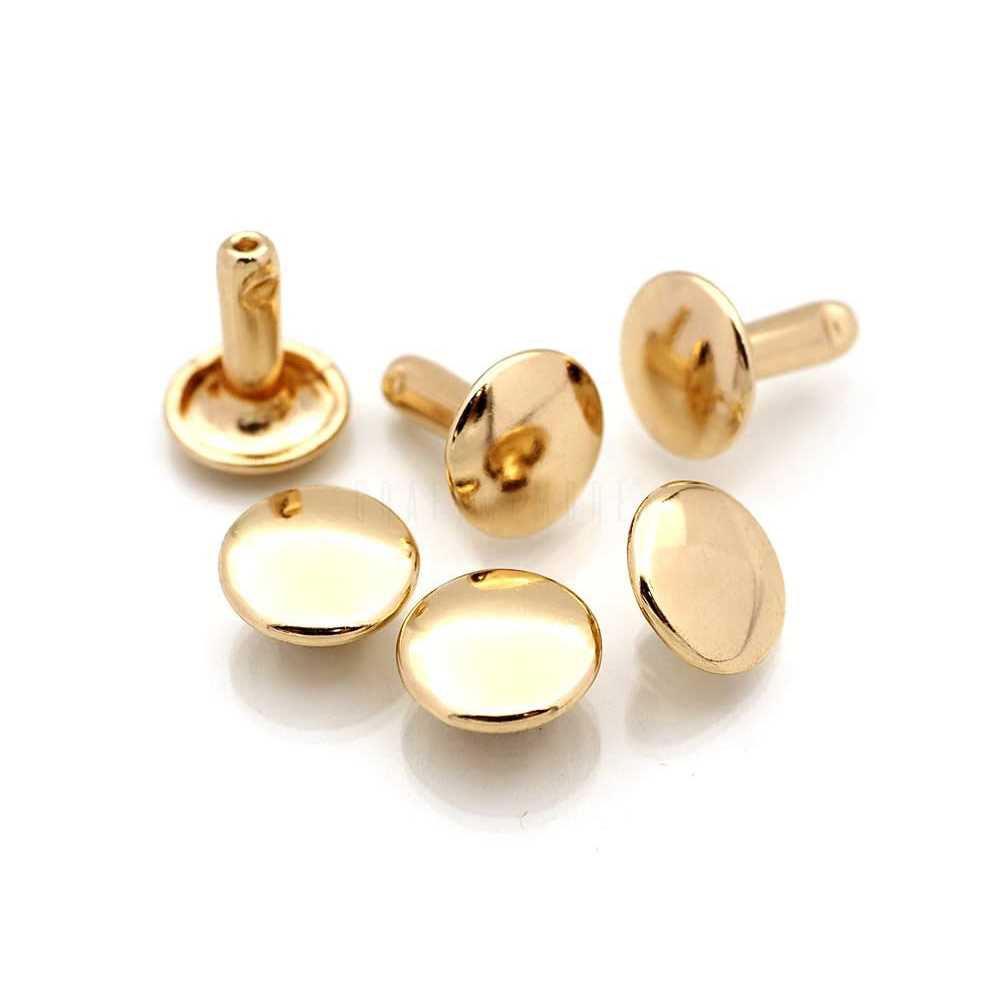 CRAFTMEMORE 9mm Cap x 8mm Post Leather Rivet Double Cap Rivets Tubular Metal Rapid Rivet Studs Leather Craft 50 Sets - Cheap Fitting