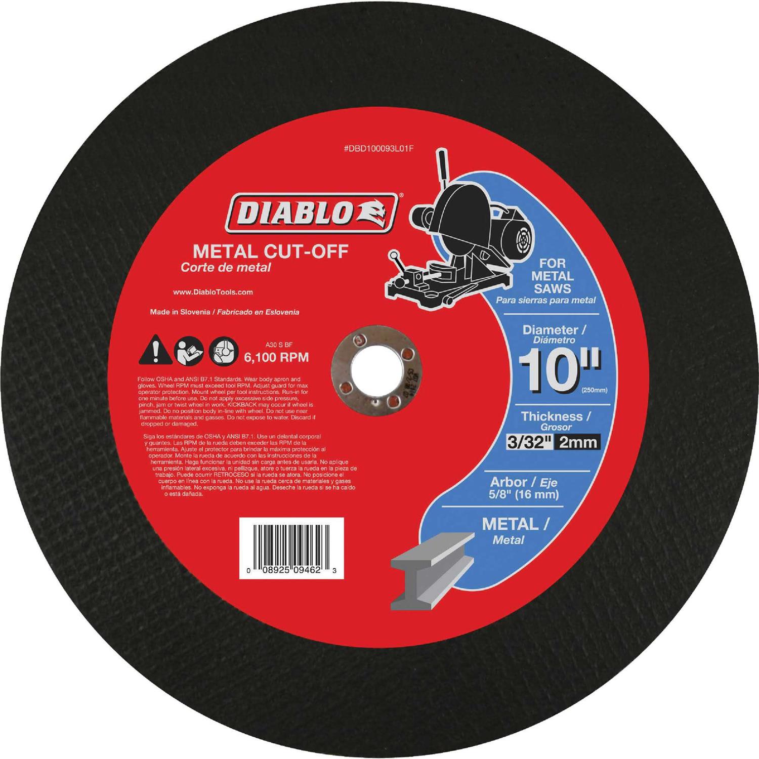 Diablo 10 in. Metal Cut Off Disc - Cheap Fitting