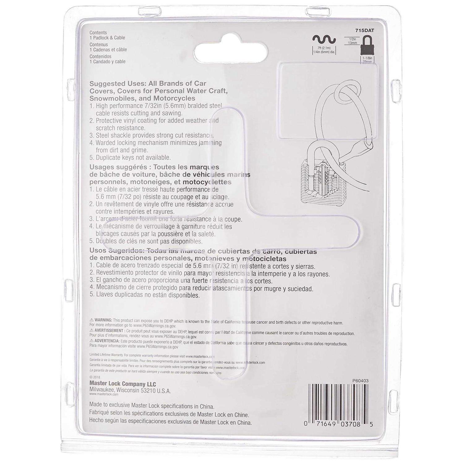 Master Lock Car Cover Cable Lock - Cheap Fitting