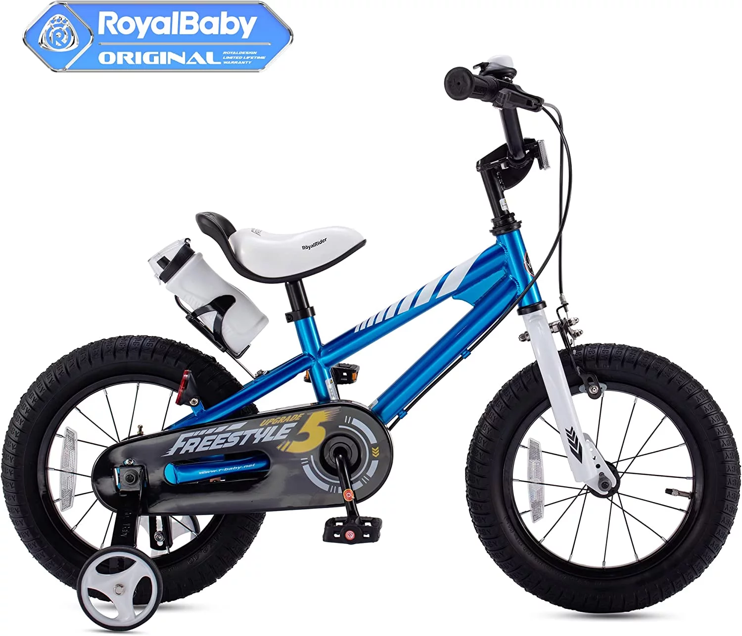 Royalbaby Freestyle 14 In Blue Kids Bike Boys and Girls Bike Two hands brakes - Cheap Fitting