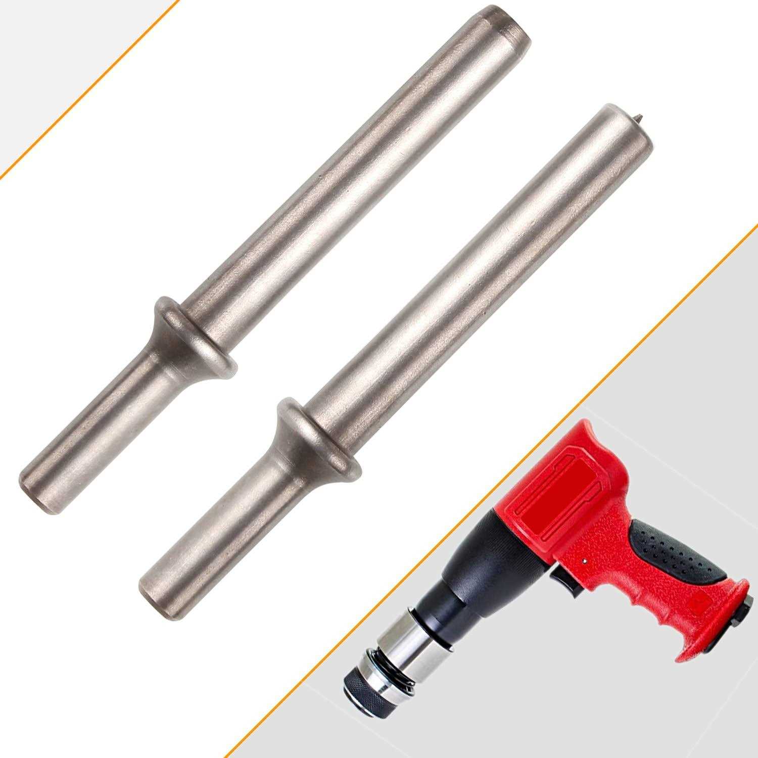 Heavy Duty 2pcs Rivet Set Abuff Pneumatic Air Rivet Hammer Set for Shank 0.401 Chisel/Air Hammer Rivet Bits - Cheap Fitting
