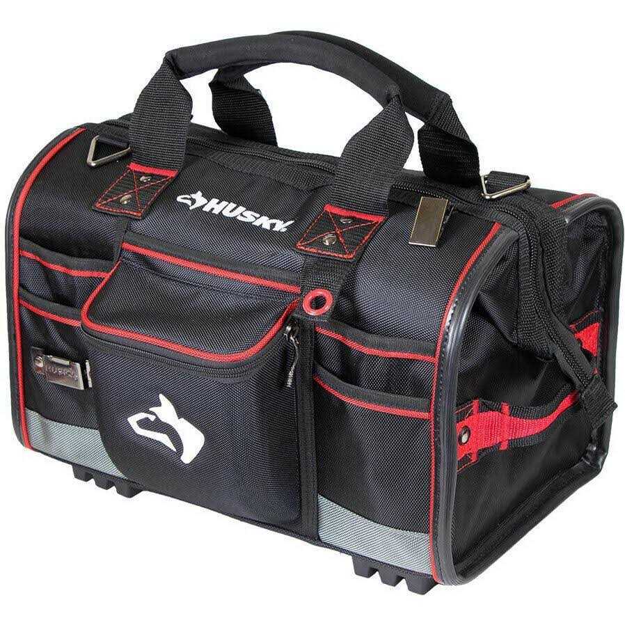 Husky 18 in. 41 Pocket Heavy Duty Large Mouth Tool Bag with Tool Wall - Cheap Fitting