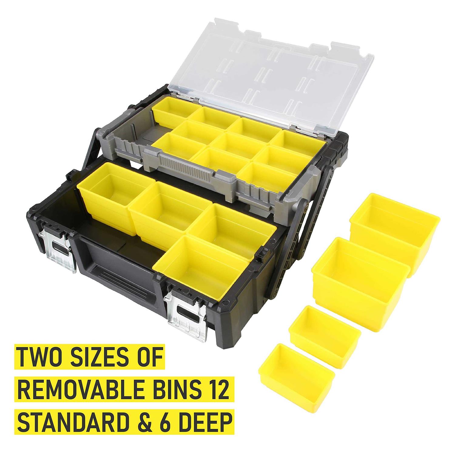 Olympia Tools 18 Inch Portable Plastic Cantilever Tool Box Organizer with Removable Compartments, Great Organization and Storage - Cheap Fitting