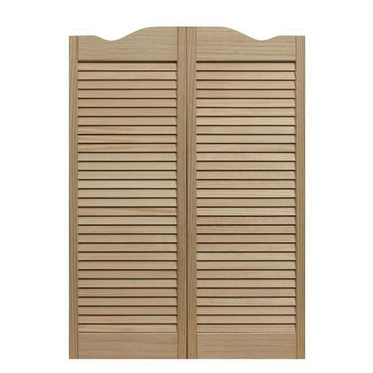 Pinecroft Dixieland Louvered Solid Core Unfinished Pine 42 in. Interior Cafe Door with Hardware - Cheap Fitting