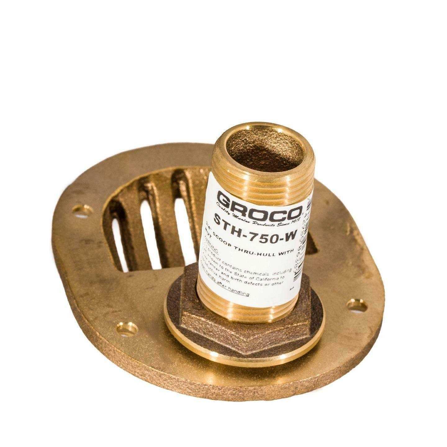 Groco 3/4 Bronze Combo Scoop Thru-Hull w/Nut - Cheap Fitting