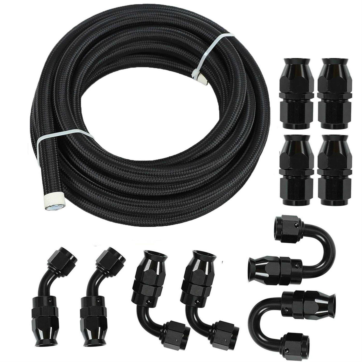 8AN 20FT PTFE Fuel Line Hose Kit,E85 Stainless Steel Nylon Braided Fuel Hose 20FT with 10PCS Swivel Fuel Hose Fitting Adapter Kit - Cheap Fitting