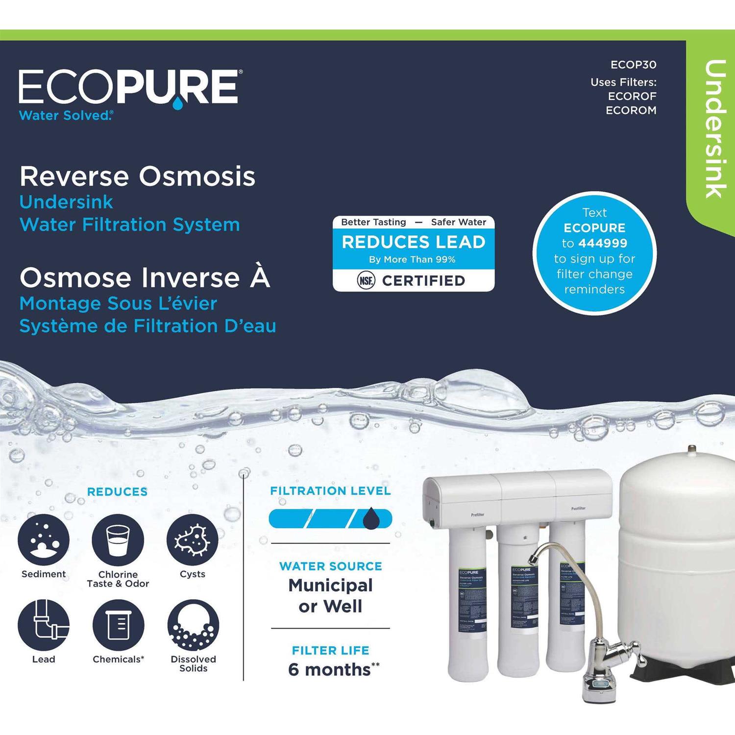 EcoPure Reverse Osmosis Under Sink Water Filtration System - Cheap Fitting