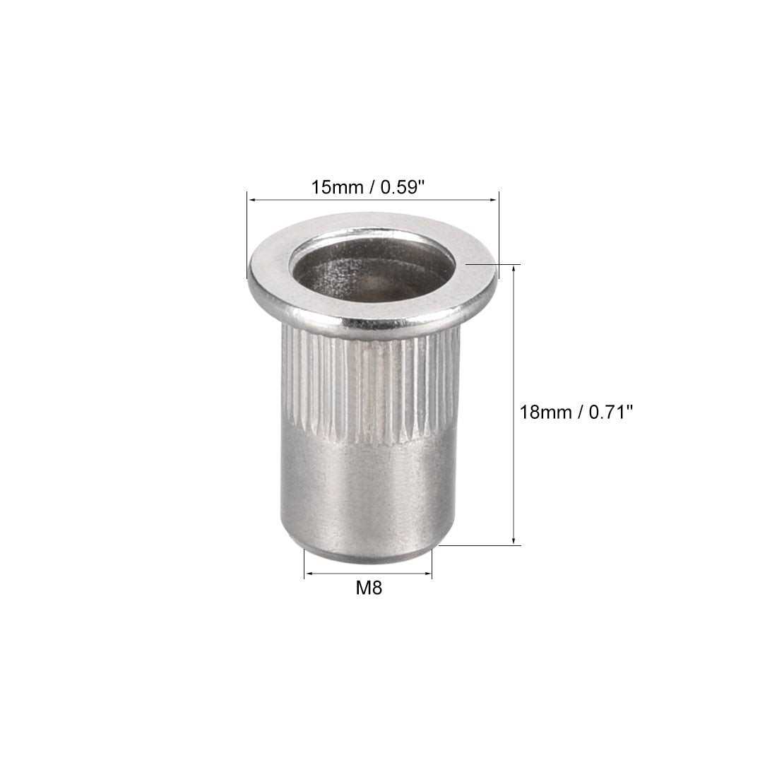 Uxcell M8 304 Stainless Steel Rivet Nuts Flat Head Insert 20 Pcs - Cheap Fitting