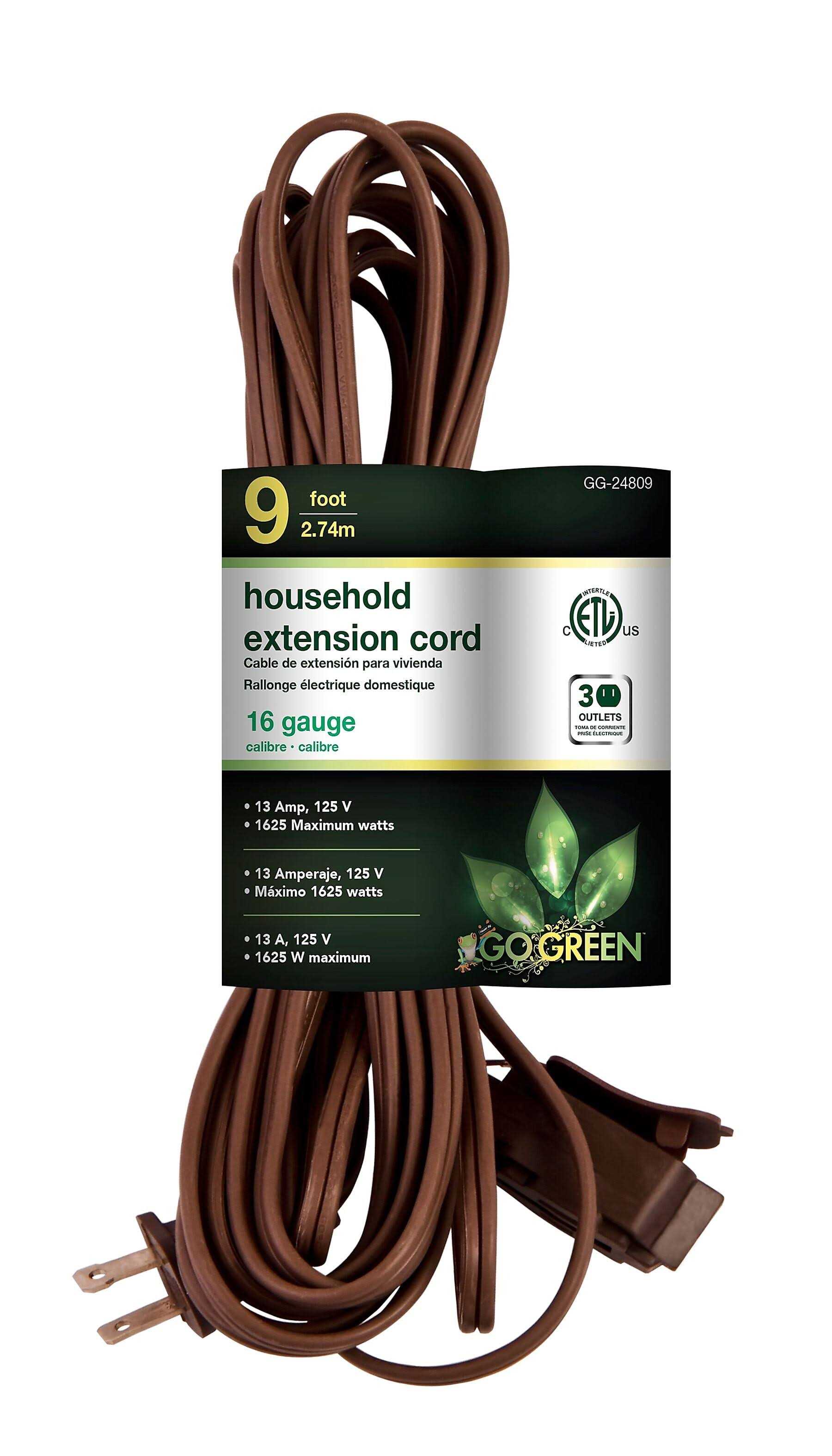 GoGreen Power 16/2 9′ Household Extension Cord GG-24809 - Cheap Fitting