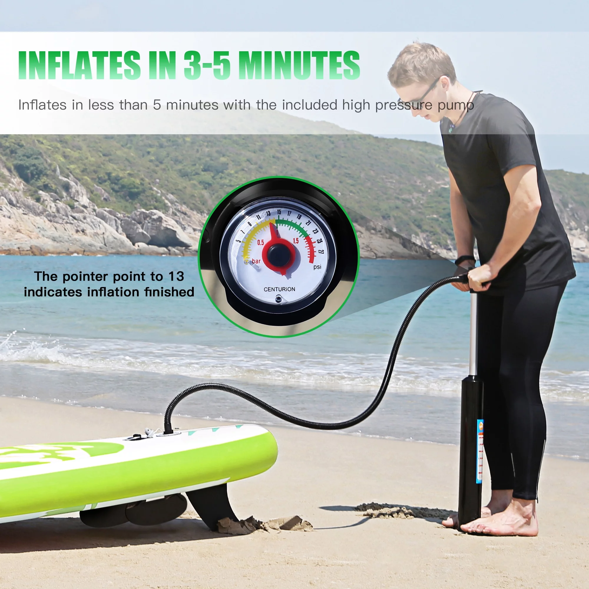 Famistar 10' Inflatable Stand Up Paddle Board 6