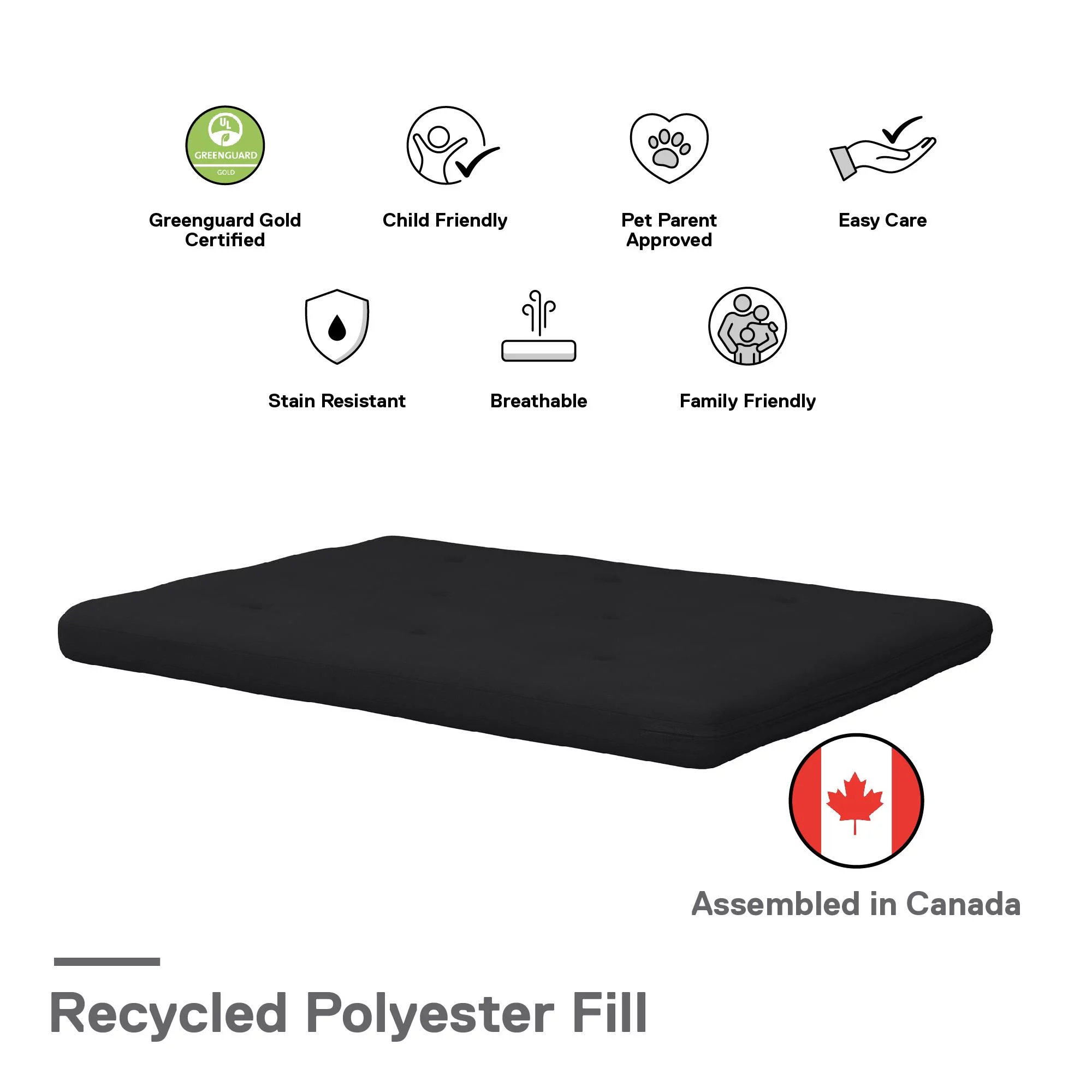 Caddie 6-Inch Futon Mattress with Tufted Cover and Recycled Polyester Fill, Full, Light Gray Linen - Cheap Fitting