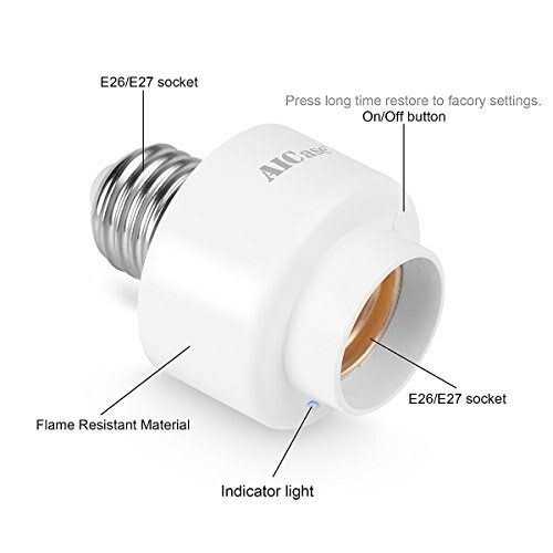 Smart Wifi E27/E26 Light Socket, AICaseIntelligent Wlan Home Remote Control Light Lamp Bulb Holder Compatible with Alexa and Google - Cheap Fitting