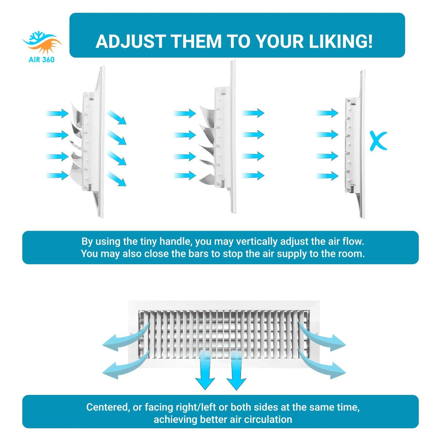 Air 360 Air Vent Covers Wall AC Grille – Premium Register Vent Cover – Durable Rustproof Aluminum - Cheap Fitting