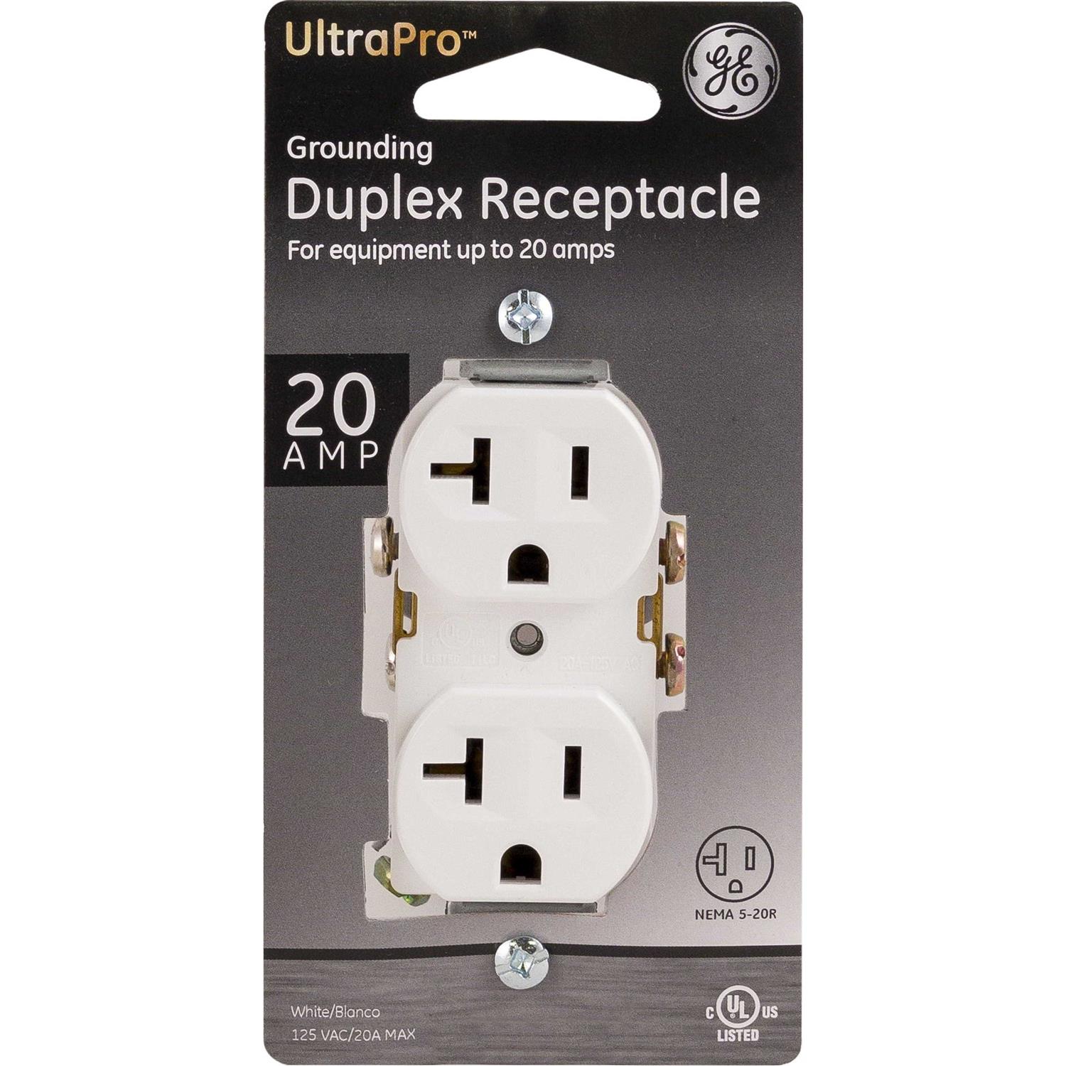 GE Grounding Duplex Receptacle White - Cheap Fitting