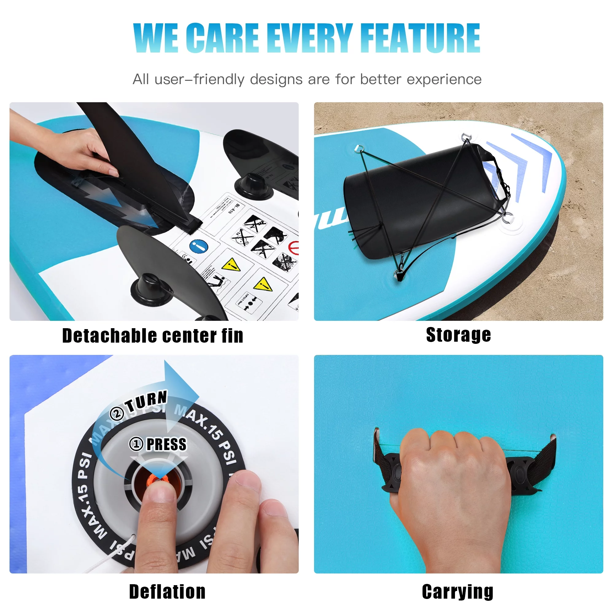 Famistar 10' Inflatable Stand Up Paddle Board 6