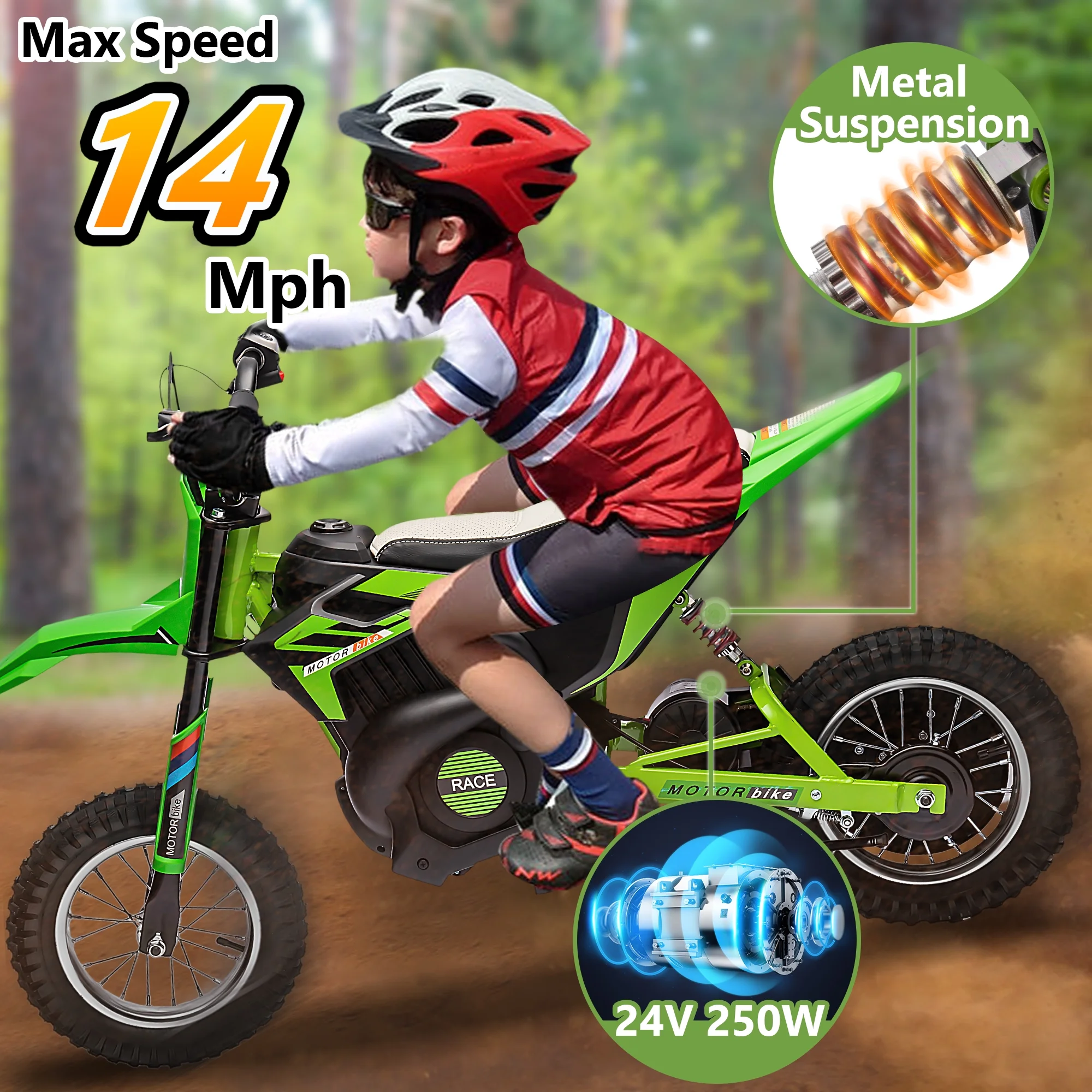 Wisairt 24V Dirt Electric Ride on Motocross Bike for Kids and Teens 13+ Between 40 and 140 lbs(Blue & Orange) - Cheap Fitting