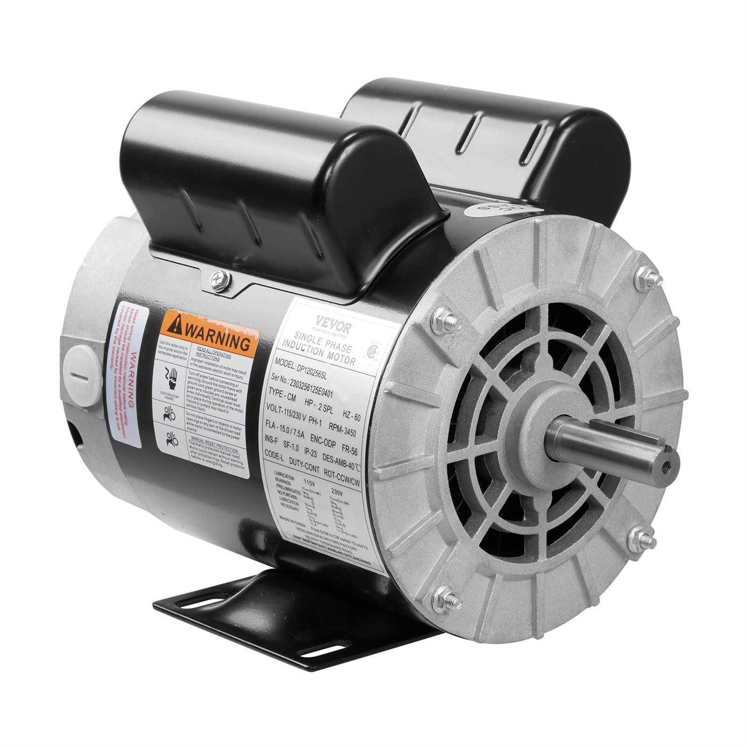 VEVOR Air Compressor Motor 2HP SPL 5/8 in. Keyed Shaft Electric Motor Single Phase 115/230V 15/7.5A 56HZ Frame CW/CCW Rotation DXKYJDJLODP2H57NLV7 - Cheap Fitting