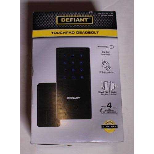 Defiant Slim Matte Black Electronic Touchpad Deadbolt - Cheap Fitting