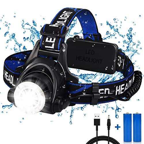 Wegitcs Headlamp High Lumen USB Rechargeable LED Headlamps Zoomable Lightweight 3 Modes Head Lamp - Cheap Fitting
