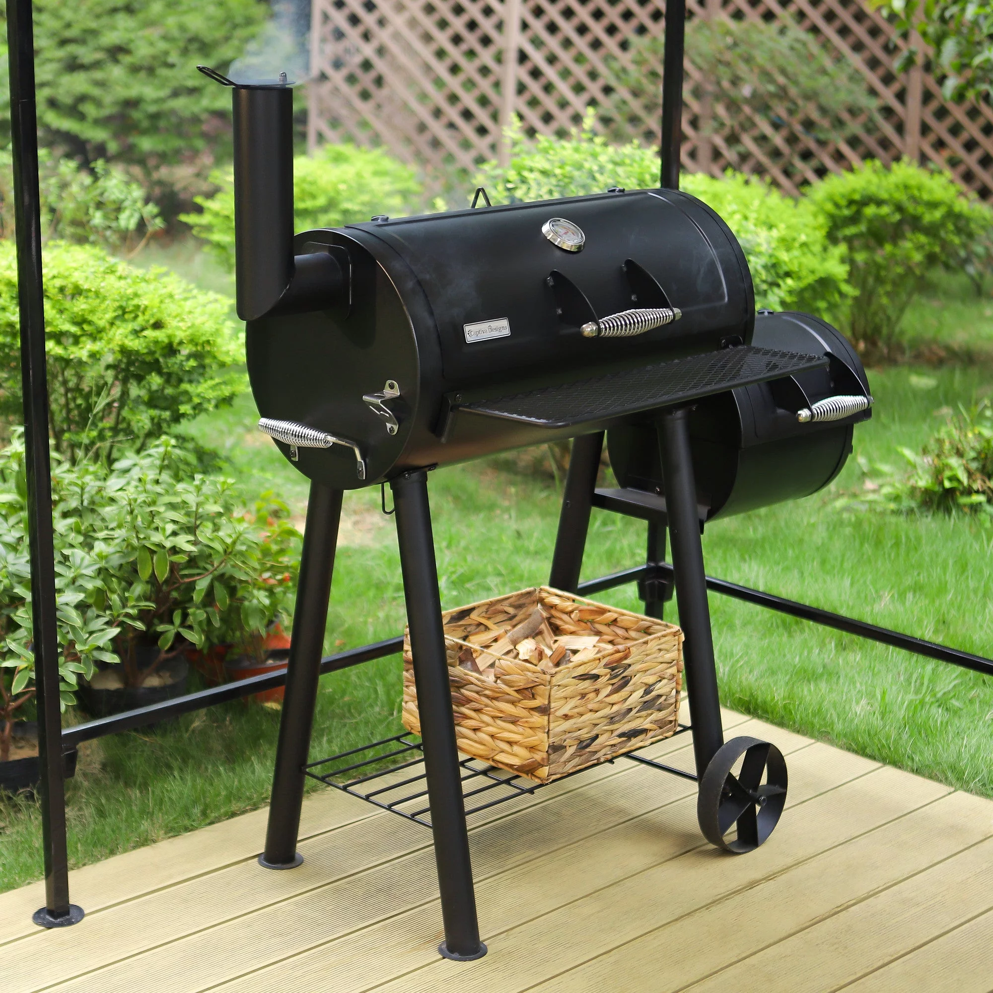 Alpha Joy Steel BBQ Charcoal Grill with Offset Smoker in Black - Cheap Fitting