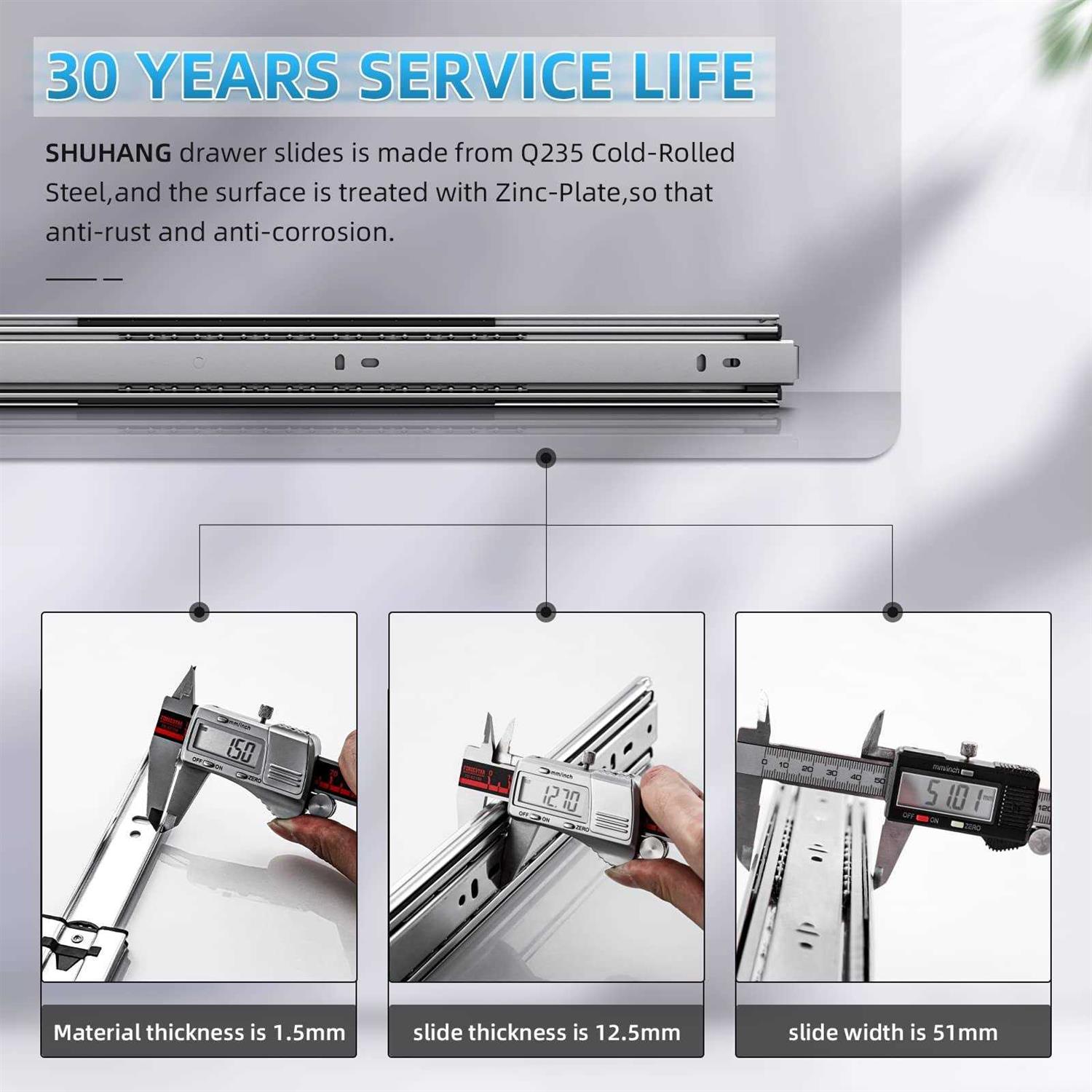 SHUHANG Heavy Duty Drawer Slides with Lock Full Extension 12 14 16 18 20 22 24 26 28 30 32 34 36 38 40 Inch Locking Ball Bearing Side M - Cheap Fitting