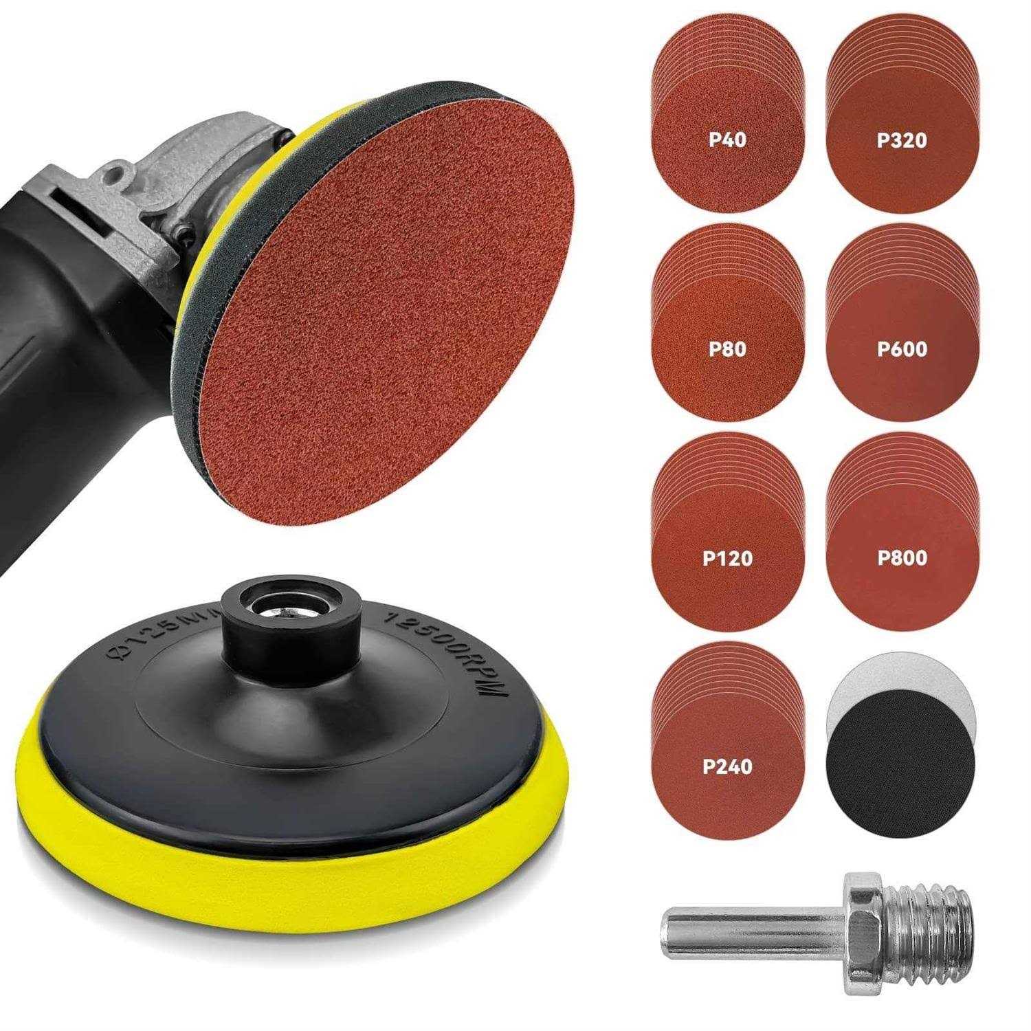 TOOVEM A FAMILY OF MANUFACTURERS Toovem Angle Grinder Sanding Disc, Hook and Loop Backing Pad with Sanding Discs and Foam Buffering Pads - Cheap Fitting