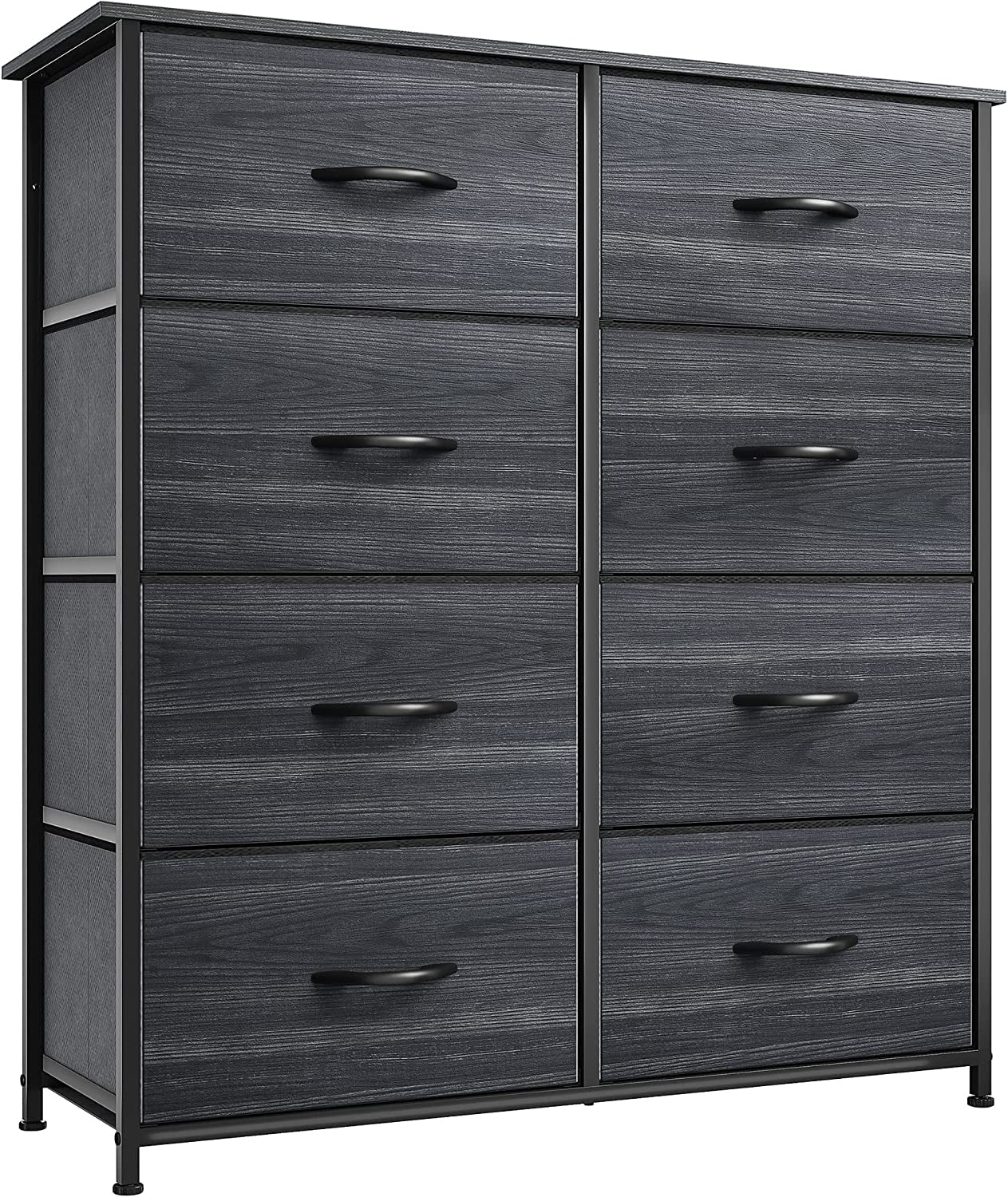 Dextrus 8 Drawers Dresser - Fabric Storage Tower, Organizer Unit for Bedroom, Hallway, Living Room, Charcoal Black Wood Grain - Cheap Fitting